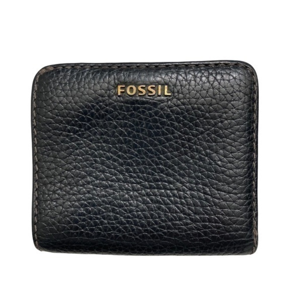 Fossil black leather mini wallet